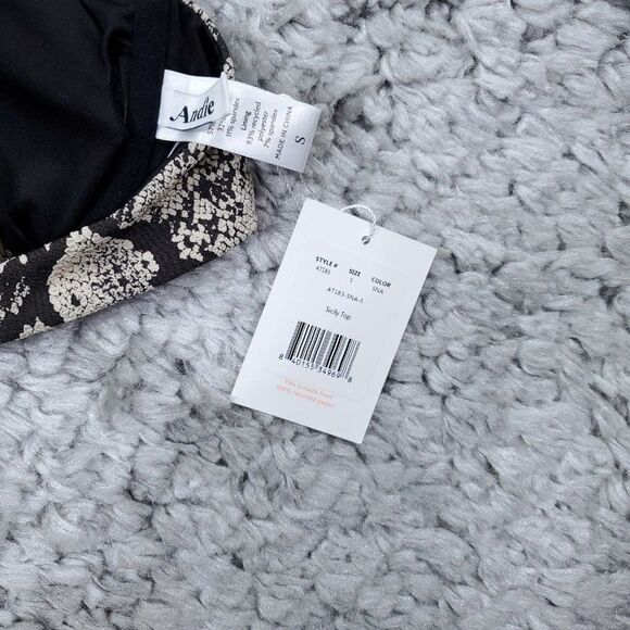 Andie Swim The Sicily Snakeskin Bikini Top Black Cream Size Small Snake Print - Picture 5 of 7